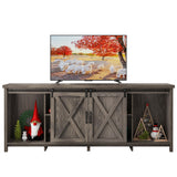 70In Farmhouse TV Stands for 70 75 80inch TV w/Adjustable Shelves,Sliding Barn Door.Rustic Wooden Entertainment Center,TV Console Grey Cabinet w/Storage for Bedroom Living Room(Dark Grey 70in) Elibeauty