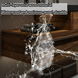 Bathroom Vanity with Sink - Modern Single Sink Bathroom Vanity, Wall Mounted Solid Wood Bathroom Sink Cabinet, Elegant Floating Vanity with Ample Storage and LED Anti-Fog Mirror (Square Mirror, 36") ZGNBSD