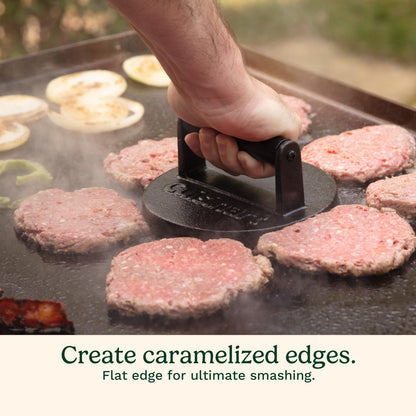 Cuisinart 6.5" Cast Iron Smashed Burger Press, Juicy and Crispy Burgers for BBQs, Cookouts