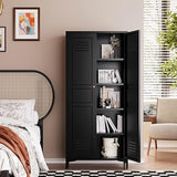 Letaya Black Storage Cabinet with Feets-Metal Home Kitchen Pantry Cabinets with Doors and Adjustable Shelves,Organization Locker for Cupboard/Bedroom/Dining/Living/Bathroom/Office/Garage Room (Black) Letaya