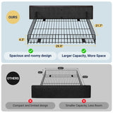 Allewie Upholstered King Size Platform Bed Frame with 4 Storage Drawers and Headboard, Diamond Stitched Button Tufted, Mattress Foundation with Wooden Slats Support, Black Brown Allewie