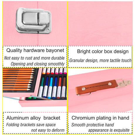 KINSPORY Art Supplies, 139 Pack Painting Drawing Art Kit with 2 Sketch Pads, Deluxe Double Layers Art Set Crafts, Colored Pencils, Oil Pastels, Watercolor Paints, Gift for Artists Kids (Rose Pink) KINSPORY