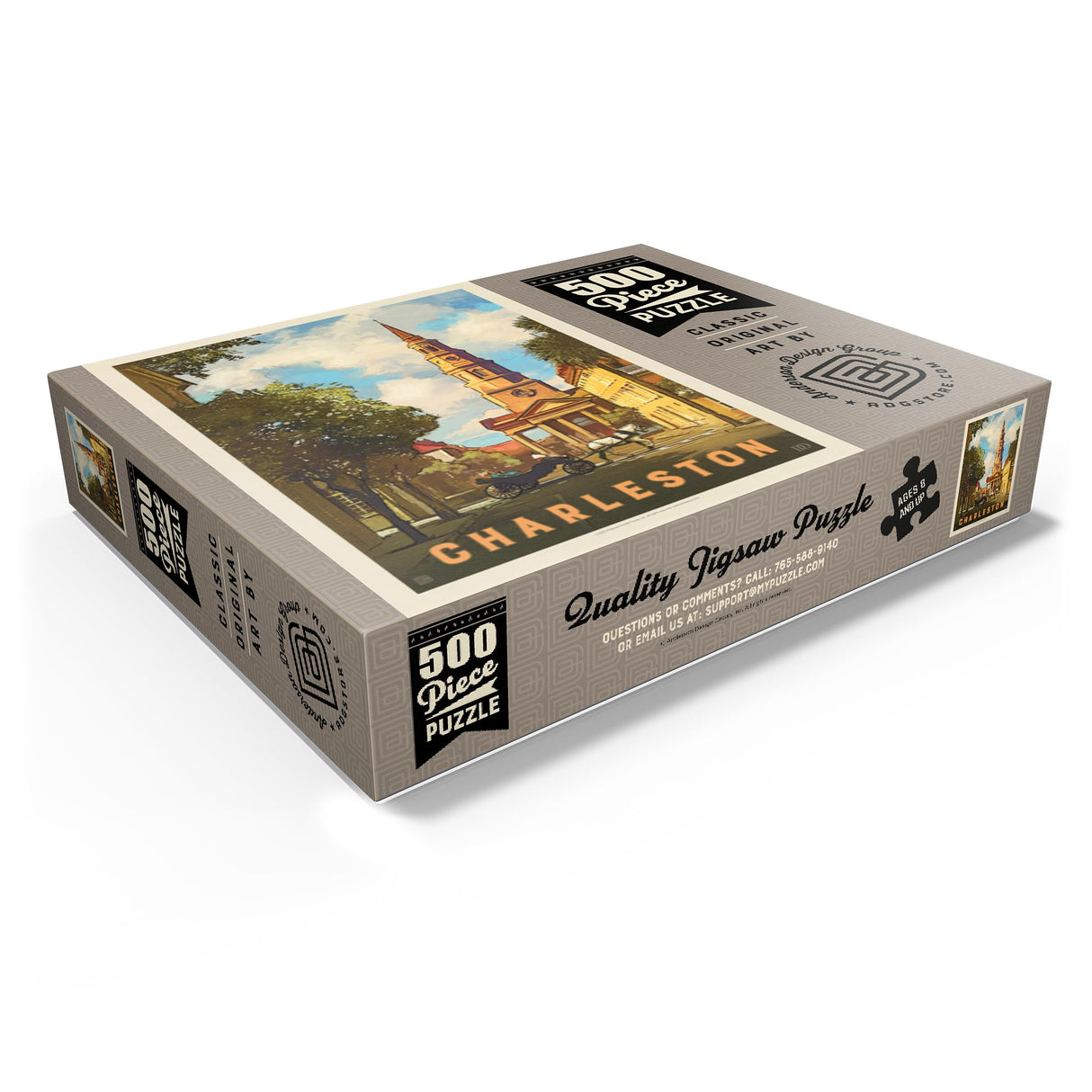 MyPuzzle Charleston, South Carolina: St Philip's Church, Vintage Poster - Premium 500 Piece Jigsaw Puzzle for Adults MyPuzzle.com