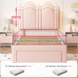 EnHomee Twin LED Bed Frame with Storage Drawer,Princess Bed Frame Twin Size,Cute Upholstered Bed Frame with Adjustable Cloud Headboard,Strong Support,No Box Spring Required,Easy Assembly,Pink EnHomee