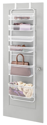 Whitmor Over The Door Organizer - 6 Sections - Pantry, Bathroom, Accessory Organizer - Metal and Mesh - White Whitmor