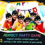 30 Pcs Unicorn Scratch Mask Rainbow Paper Art Mask, Wooden Stylus and Elastic Bands Scratchboard Party Dress up Costumes for Unicorn Party Supplies Sabary