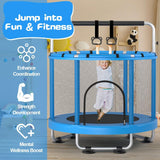ZCMHAXJ 55" Trampoline for Kids with Enclosure, 440lbs Capacity Indoor & Outdoor Toddler Trampoline with Adjustable Gymnastics Bar & Toys, for Boys & Girls ZCMHAXJ