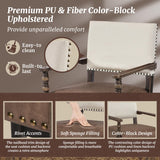 Cozyman Counter Height Bar Stools Set of 4, 26''French Leather Barstools with Arms and Backrest, Counter Stool with Solid Rubberwood Frame, Upholstered Farmhouse Bar Stools, Linen Color-Espresso Cozyman