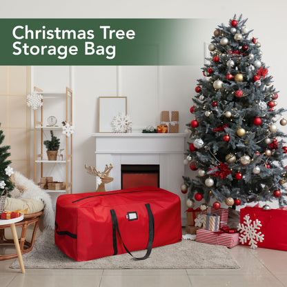 Holiday Cheer Christmas Tree Storage Bag – Heavy Duty Christmas Tree Bag Fits Up to 9ft Tall Artificial Christmas Tree, Waterproof with Durable Handles & Zipper – Xmas Tree Storage Bag (RED)