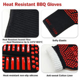 BBQ Gloves, Dakiwin Heat Resistant BBQ Gloves(1472°F), Silicone Non-Slip Oven Gloves, Grill Gloves Heat Proof for Men/Women, Oven Gloves with Fingers for Kitchen Cooking,Grilling Dakiwin