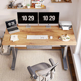 FEZIBO 63 x 24 Inches Standing Desk with Drawer, Adjustable Height Electric Stand up Desk with Storage, Sit Stand Home Office Desk, Ergonomic Computer Desk, Light Rustic FEZIBO