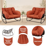 TIMWNER Papasan Rocking Chair Indoor & Outdoor, All Weather Wicker Papasan Patio Chair with Cushion & Pillow, Oversized Papasan Rocker Egg Chair for Bedroom, Garden, Patio - Red. TIMWNER