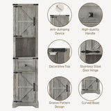 66" Tall Farmhouse Bathroom Storage Cabinet with Barn Doors and Drawer, Narrow Storage Unit, Adjustable Shelves & 5-Tier Space, Freestanding Cabinet for Bathroom, Entryway, Kitchen, Wash Grey Vabches