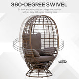 Outsunny Wicker Egg Chair, 360 Rotating Indoor Outdoor Boho Basket Seat with Cushion and Pillows for Backyard, Porch, Patio, Garden, Handwoven All-Weather PE Rattan, Steel Frame, Brown Outsunny
