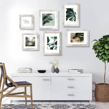 Hongkee 8x12 Picture Frame Set of 4, Made of Glass and Distressed White Wooden Frame - Display 6x8 Picture with Mat or 8 x 12 Poster Without Mat, 8 by 12 Photo for Wall or Tabletop Hongkee