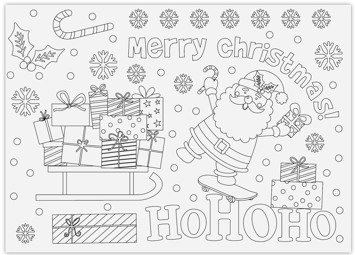Iconikal Color-Your-Own 2-Sided Reversible Disposable Paper Place Mats, Christmas, 14 x 10-Inches, 22-Count Iconikal