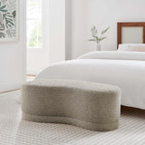 Modway Nimbus 48 Inch Curved Ottoman Bench in Oat - Soft Fabric Chenille Ottoman - Versatile Bedroom Bench - Bouclé Footstool - Upholstered Coffee Table - Bedroom and Living Room Furniture Modway