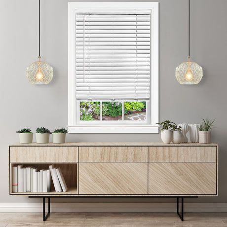 Cordless Room Darkening Venetian Blind - 35 Inch Width, 64 Inch Length, 2" Vinyl Slat Size - White - GII Luna Light Filtering Horizontal Mini Windows Blinds for Interior by Achim Home Decor Achim Home Furnishings