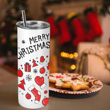 Joyclub 25 Pack Sublimation Tumblers 20 oz Bulk Blank Tumblers Skinny Straight Flat Edge Cups White with Lid and Straw for Heat Press Joyclub