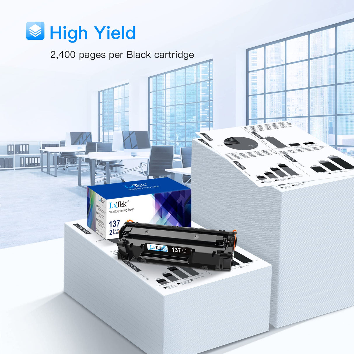 LxTek Compatible Toner Cartridge Replacement for Canon 137 Black Toner Cartridge 137 CRG137 to Use with Imageclass D570 MF232w MF242dw MF240 MF230 MF216n MF236n(2 Pack, 137 Black) LxTek
