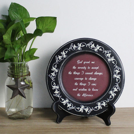 CVHOMEDECO. Primitives Vintage God Grant Me Wood Decorative Plate Retro Display Wooden Plate Home Décor Art, 9-3/4 Inch CVHOMEDECO.