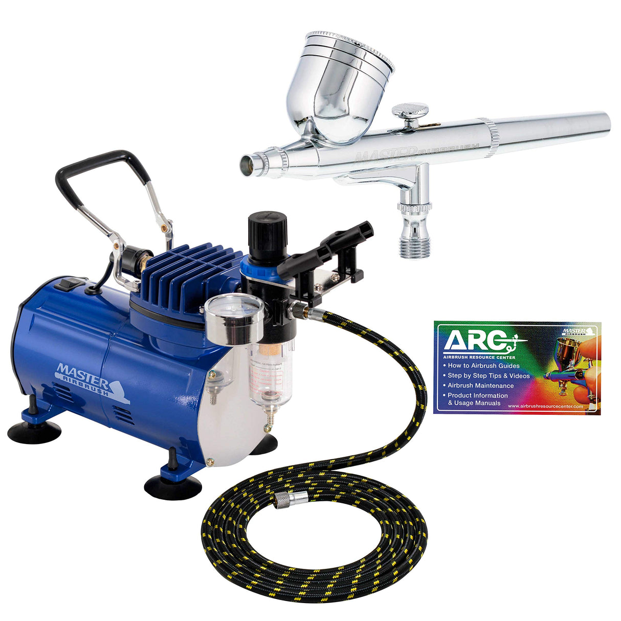 Master Airbrush Multi-Purpose Gravity Feed Air Brush Kit with Air Compressor - Model G22 Gravity Feed Dual-Action Airbrush with 1/3 oz. Fluid Cup and 0.3 mm Tip, Hose, 1/5hp Compressor Master Airbrush