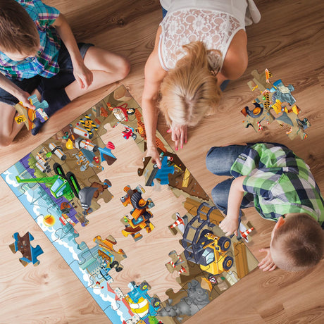 Jadeso 48 Pieces Jumbo Floor Puzzles for Kids ages 3-5, Puzzle for Kid Ages 4-6, Construction Site Jigsaw Large Puzzles, Children Learning Preschool Educational Toys, Great Gift for Kids 4-8 Years Old Jadeso