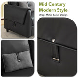 STHOUYN 88” Faux Leather Couch for Living Room, Black Office Couch Small Space, Comfy 3 Seater Couches Leather Sofa with High Backrest (Black) STHOUYN