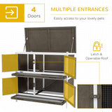 PawHut Wooden Bunny Rabbit Hutch, Small Animal Habitat with Ramp, Removable Tray & Weatherproof Roof, Indoor/Outdoor, Brown PawHut