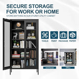 YAUWOH Metal Display Cabinet with Mesh Door,Metal Storage Cabinet with 4 Adjustable Shelves,73" H Kitchen Pantry Storage Cabinet for Collectibles,Home Office,Living Room,Gaming Room(Black) YAUWOH