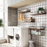 LUDORU Wood Floating Shelves Wall Mounted - 4+1 Tier Rustic Bathroom Wall Shelves Over Toilet with Wire Storage Basket and Towel Bar, Set of 4 Farmhouse Floating Shelf for Bathroom, Kitchen, Bedroom. LUDORU