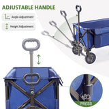 TIMBER RIDGE Tailgate Collapsible Folding Wagon Cart, Heavy Duty Utility Push Pull Beach Wagon Foldable, Outdoor Grocery Cart with Side Pockets for Camping, Garden, Shopping, Holds 225 lbs, Blue TIMBER RIDGE