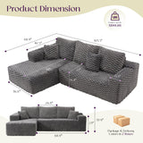 VanAcc 106’’ Oversized Modular Sectional Sofa, Deep Seat Cloud Couch with Corduroy Upholstery, L Shaped Boneless Sofas, Easy No-Assembly Lounge Couches for Living Room, Grey VanAcc