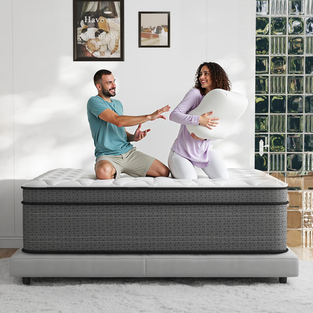 Ruoysun Queen Mattress, 10 Inch Medium Feel Hybrid Queen Size Mattresses in a Box, with Gel Memory Foam and Pocket Springs for Pressure Relief, Cooling, CertiPUR-US Certified Ruoysun