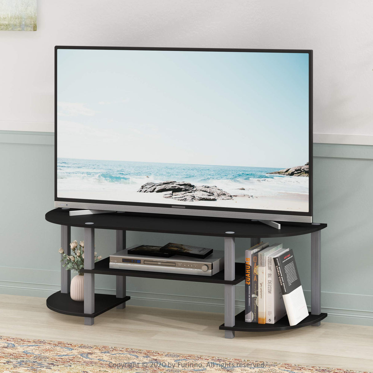 Furinno Turn-S-Tube Wide TV Entertainment Center, Black/Grey Furinno
