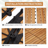 Yaheetech 108PCS Acacia Wood Interlocking Flooring Tiles Waterproof Flooring for Outdoor & Indoor Patio,Balcony,Garden,Poolside,12 × 12 in Yaheetech