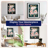 Modern Merch Flowers Diamond Art for Adults Motivational Quote and Sayings 'Do Everything with Love' Inspiring 5D Diamond Painting for Adults, Floral Wall Decor DIY Cross Stitch Round Drill 12x16 Modern Merch