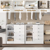 HOSTACK 5 Drawer Dresser with Door, White Storage Cabinet with Drawers and Shelves, Wide Wood Dresser, Modern Chest of Drawers Organizers for Living Room, Kitchen, Hallway HOSTACK