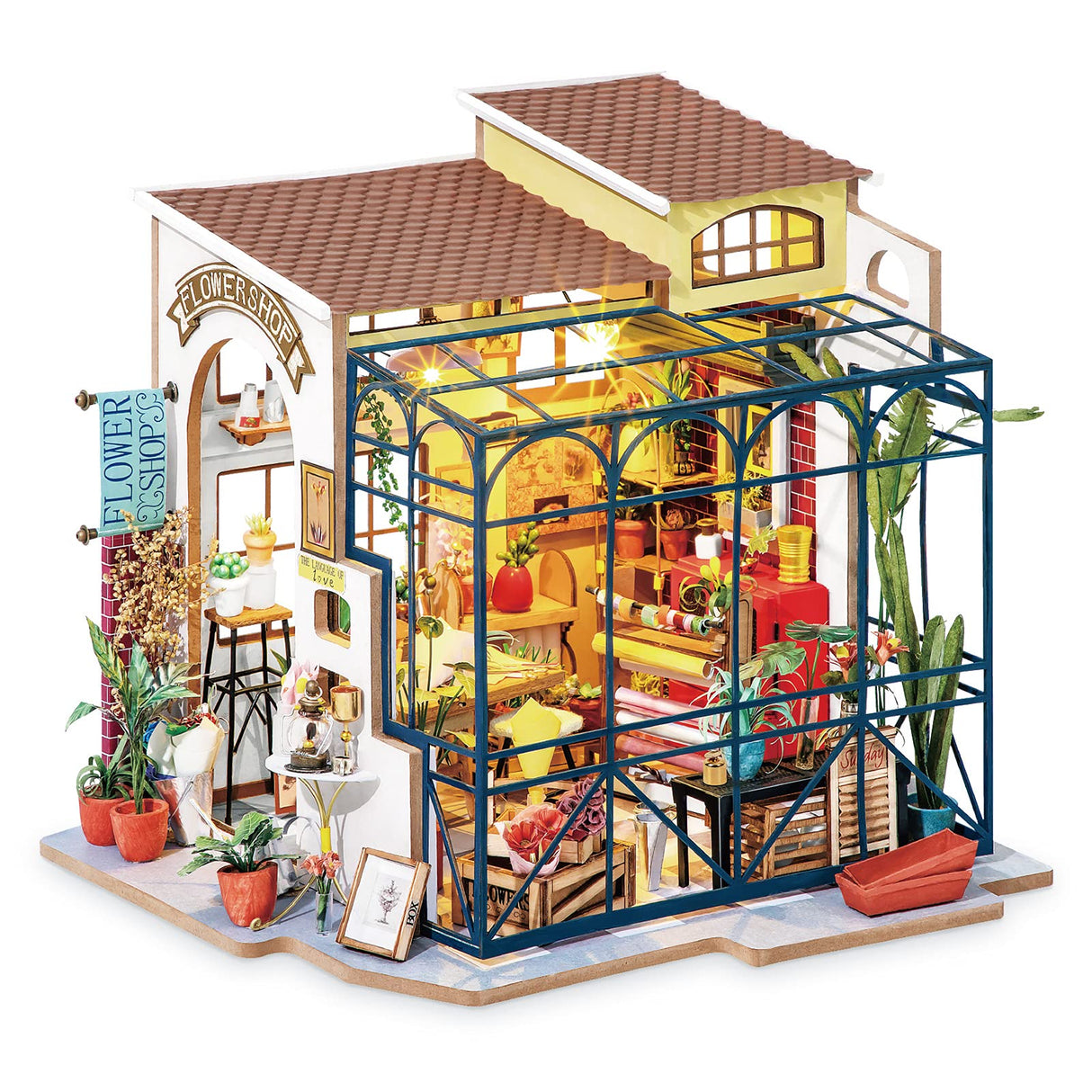 Rolife DIY Miniature Doll House Kit with Furniture for Children Adult Wooden Kits Toy (Emily's Flower Shop) Rolife