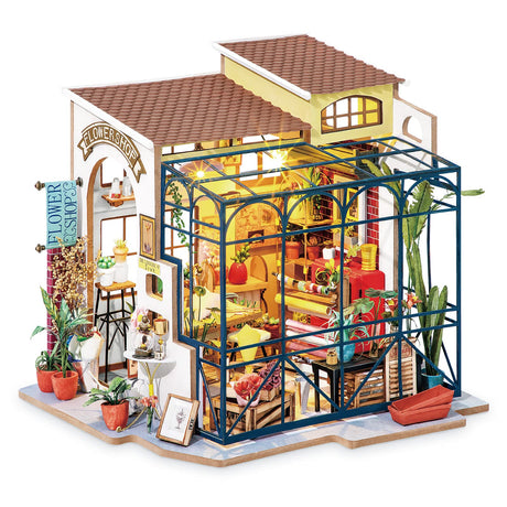 Rolife DIY Miniature Doll House Kit with Furniture for Children Adult Wooden Kits Toy (Emily's Flower Shop) Rolife
