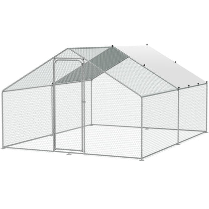 VEVOR Large Metal Chicken Coop, 12.9x9.8x6.5 ft Walk-in Chicken Runs for Yard with Cover, Spire Roof Hen House with Security Lock for Outdoor and Backyard, Farm, Duck Rabbit Cage Poultry Pen