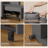 Noelse Convertible Futon Sofa Bed, 3-in-1 Multi-Functional Sleeper Chair Bed, Adjustable Backrest Recliner with Modern Linen Fabric for Living Room Bedroom Apartment Small Space, Dark Grey Noelse