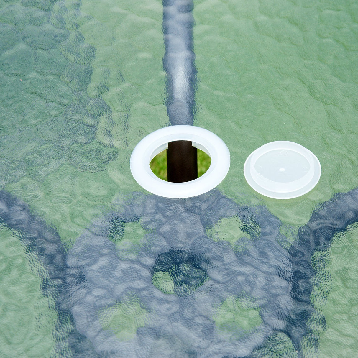 Outsunny 6 Piece Patio Dining Set for 4 with Umbrella, Outdoor Table and Chairs with 4 Folding Dining Chairs & Round Glass Table for Garden, Backyard and Poolside, Black Outsunny