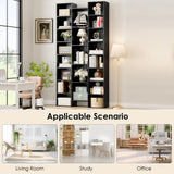 FOTOSOK Triple Wide 71" Tall Black Media Storage Tower with Adjustable Shelves FOTOSOK