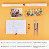 TUMOVO Animals DIY Oil Painting Kit, Bird Paint by Numbers for Adults, Cardinal Paint by Numbers with Brushes and Pigment, Canvas Arts for Wall Decor, 16x20 Inch, Frameless TUMOVO