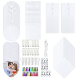 Allazone 160 PCS Sublimation Air Freshener Sheet Set 100 PCS 5 Shape Car Scented Hanging Sheets Felt Air Freshener with Rope, Tassel, Wave Bead Chain for Car Home Use and Decor Allazone