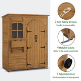 MCombo Outdoor Storage Cabinet, Outside Wooden Storage Cabinet with Waterproof Asphalt Roof and 3 Shelves, Tall Tool Shed with 1 Foldable Table for Yard, Garden, Patio, Lawn 1815 MCombo