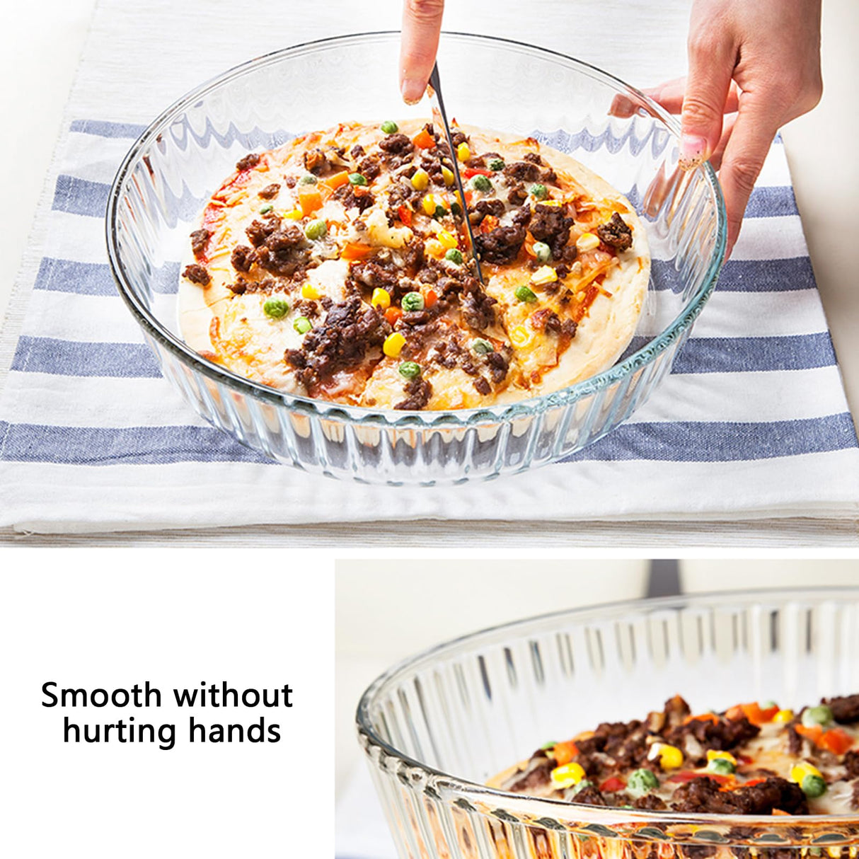 10 Inch Glass Deep Pie Dish for Baking Glass Baking Dish Clear and Durable Oven Baking Pie Pan Quiche Baking Dish Deep ATRDTO