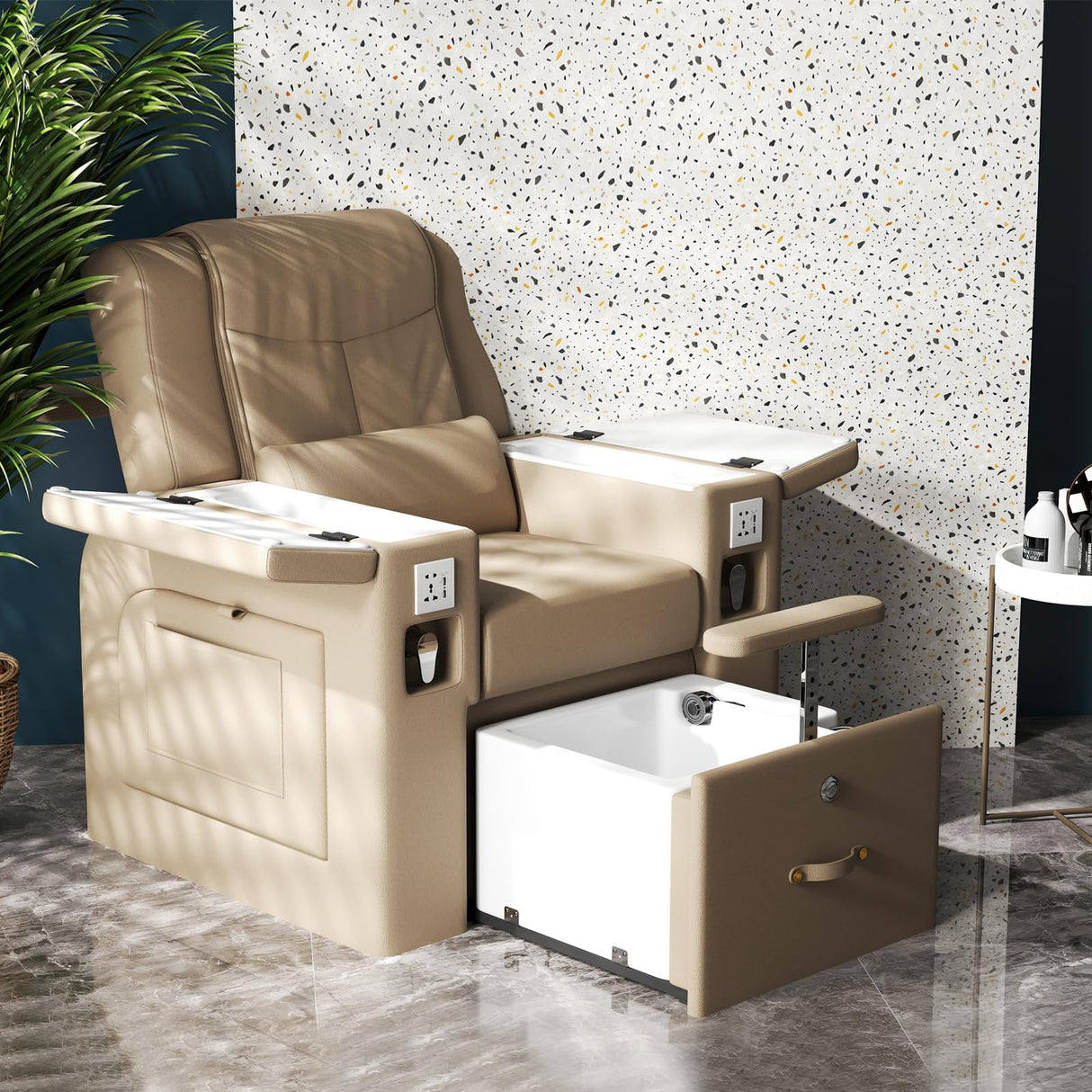 Artist hand Pedicure Spa Chair, Massage Chair, with Smart Foot Bathtub, Hand Wash, Salon Chairs for Manicure, Foot Bath (Grey) Artist hand