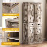 DWVO Kitchen Pantry with Doors, 72'' Tall Farmhouse Wood Kitchen Storage Cabinets with Adjustable Shelves & Drawer, Freestanding Cupboard for for Kitchen, Dining Room, Living Room, Light Rustic Oak DWVO